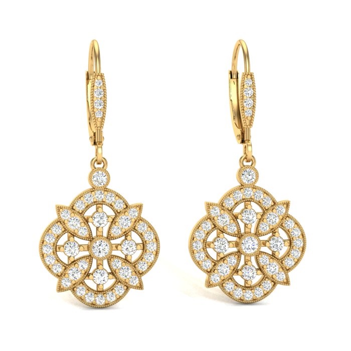 14K YELLOW GOLD FILIGREE FLORAL EARRINGS